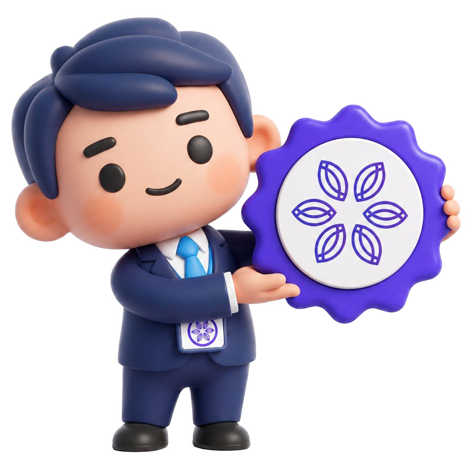 Mascota de Tomin-ki con su insignia de Fundador